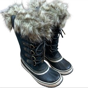 Sorel Joan of Arctic Snow Boots Waterproof Black Suede NWT - Size 8